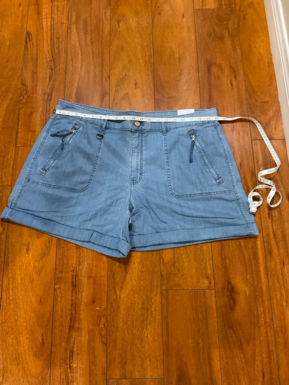 White House Black Market Light Blue Utility Denim Shorts